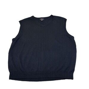 Brooks Brothers 346 Supima Cotton Men's V Neck Sweater Vest Navy Blue Sz Large
